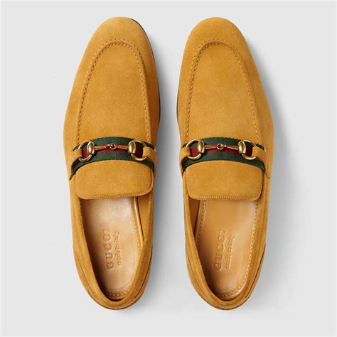 gucci loafers red suede|Gucci horsebit suede web loafer.